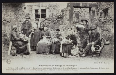Villagers Meeting or Couvige, Le Puy-en-Velay, c.1900 by French Photographer